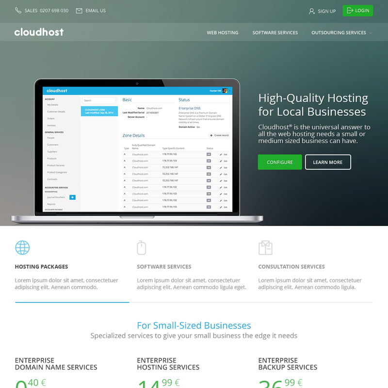 Web Layout - Cloudhost Hosting Packages Table
